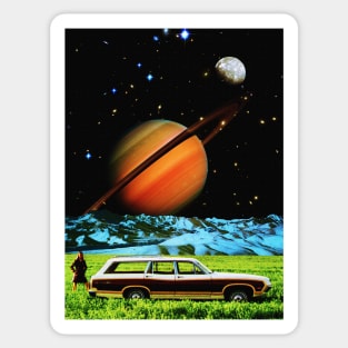 Field Of Dreams - Space Collage, Retro Futurism, Sci-Fi Sticker